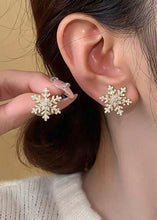 Load image into Gallery viewer, Winter Break Gold Snowflake Studs