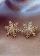 Load image into Gallery viewer, Winter Break Gold Snowflake Studs