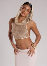 Load image into Gallery viewer, Imani Sequin Hooded Crop Top
