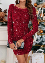 Load image into Gallery viewer, Mistletoe and Wine Sequin Dress