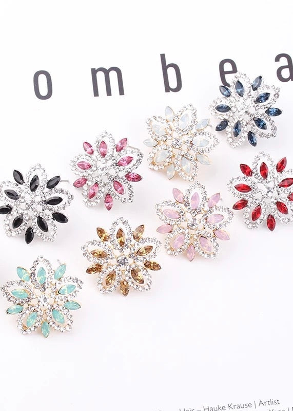 Red Floral Gem Studs - The Style Guide TT