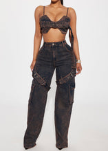 Load image into Gallery viewer, Showtime Buckle Detail Denim Bralette