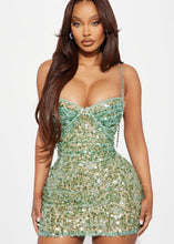 Cargar imagen en el visor de la galería, Euphoria Sequin Rhinestone Detail Mini Dress