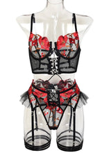 Load image into Gallery viewer, Floral Fishnet Lingerie Set