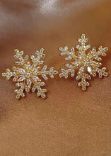 Load image into Gallery viewer, Winter Break Gold Snowflake Studs
