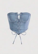 Cargar imagen en el visor de la galería, Love Don&#39;t Change Denim Corset
