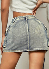 Load image into Gallery viewer, She&#39;s Dangerous Denim Cargo Skirt
