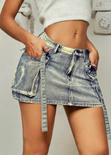 Load image into Gallery viewer, She&#39;s Dangerous Denim Cargo Skirt
