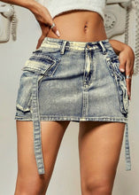 Load image into Gallery viewer, She&#39;s Dangerous Denim Cargo Skirt
