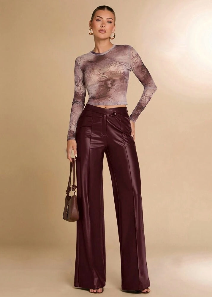 Cinnamon Spiked Faux Leather Trousers