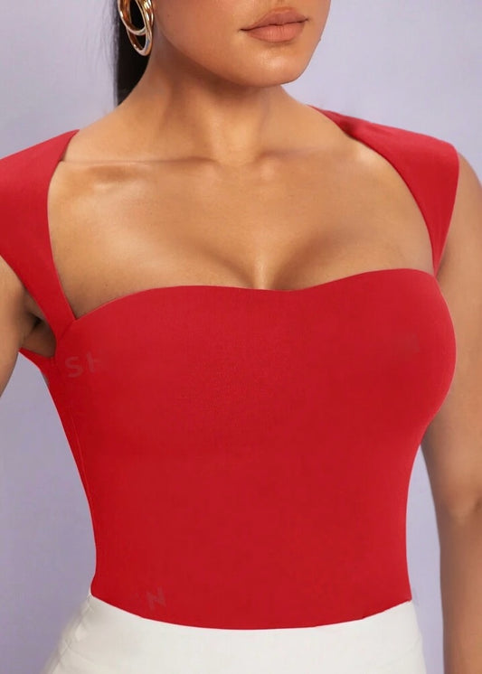 Hailey Capped Sleeve Sweetheart Top