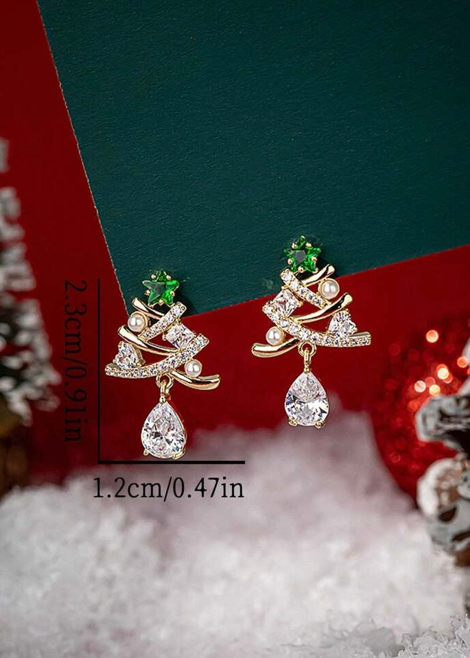 Rhinestone Christmas Tree Earrings