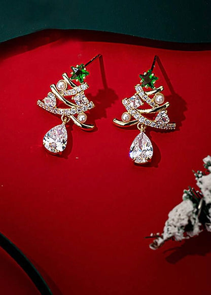 Rhinestone Christmas Tree Earrings