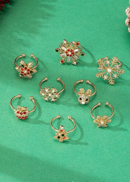 8PC Christmas Ring Set