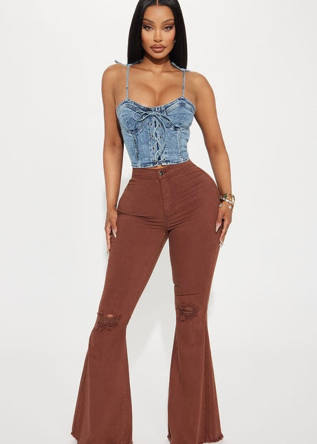 Bianca Lace Up Denim Top