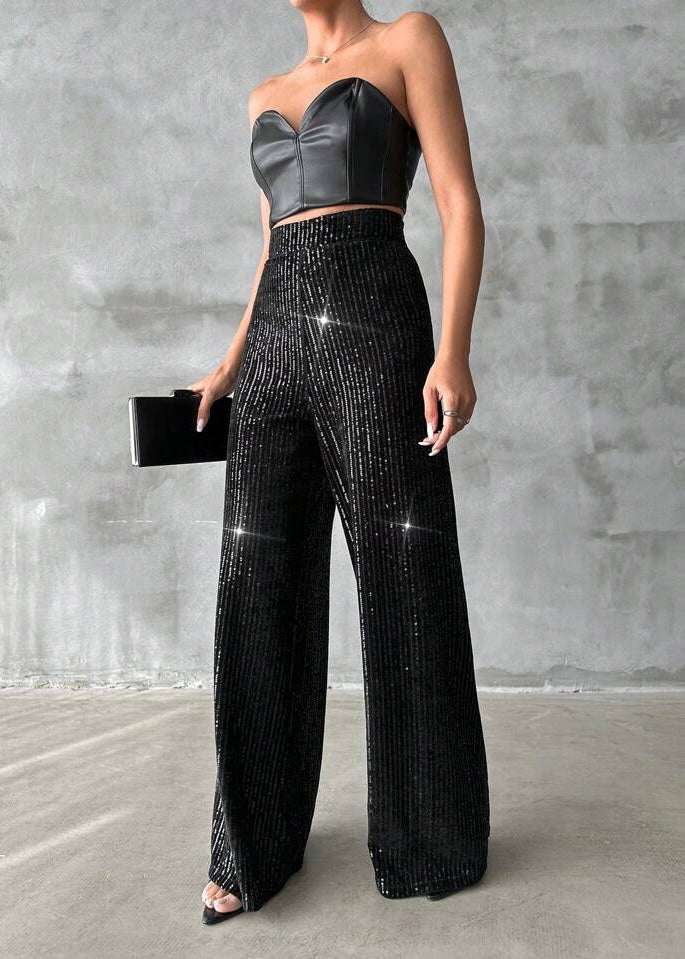 Grand Evening Sequin Wide Leg Trousers
