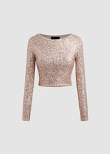 Load image into Gallery viewer, Rose Gold Sequin Long Sleeve Top
