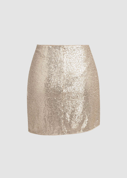 Oh So Festive Knot Detail Sequin Mini Skirt