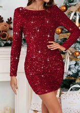Load image into Gallery viewer, Mistletoe and Wine Sequin Dress
