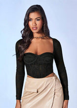 Load image into Gallery viewer, Oh, What Fun Black Lace Bustier Top
