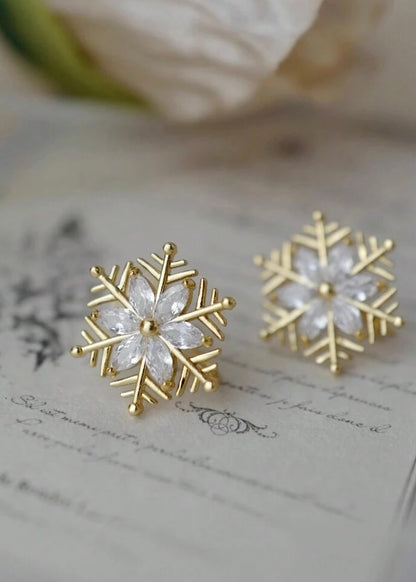 “Gold Christmas” Snowflake Studs