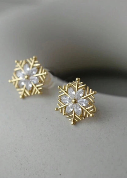 “Gold Christmas” Snowflake Studs