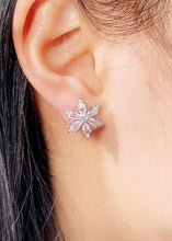 Load image into Gallery viewer, Silver Rhinestone Snowflake Studs
