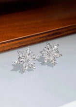 Load image into Gallery viewer, Silver Rhinestone Snowflake Studs
