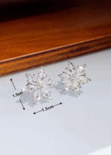 Load image into Gallery viewer, Silver Rhinestone Snowflake Studs
