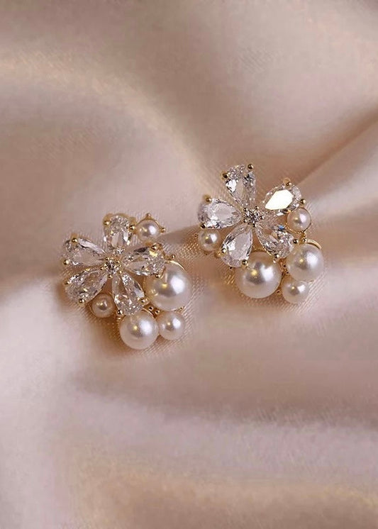 Pearl Detail Flower Studs