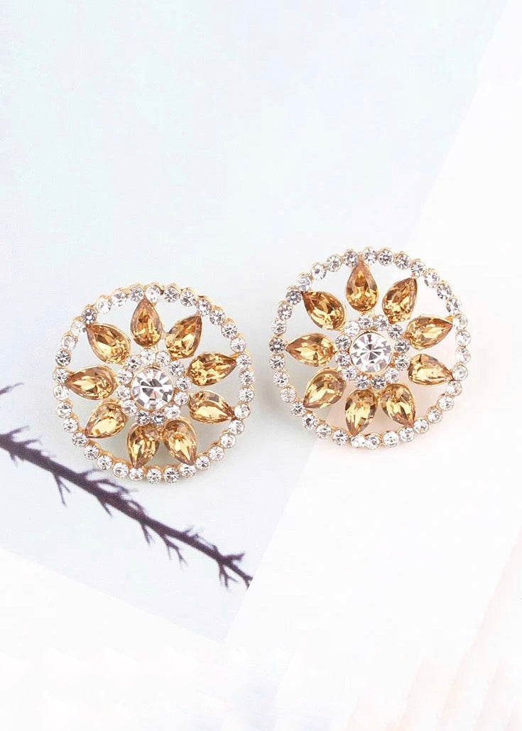 Champagne Floral Gem Studs - The Style Guide TT