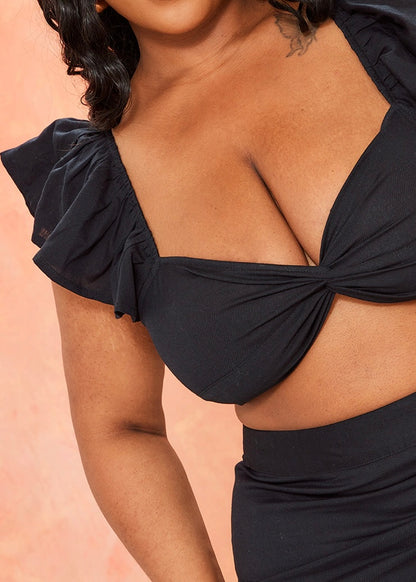 “Material Girl” Frilled Sleeve Bralette