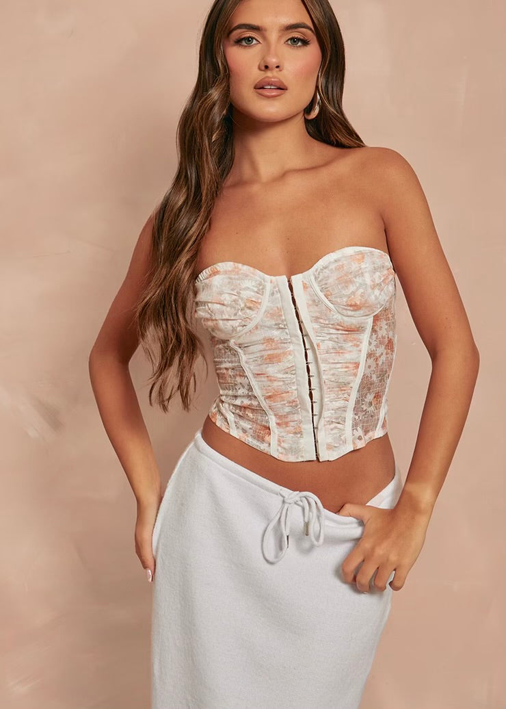 Floral and Fine Mesh Corset