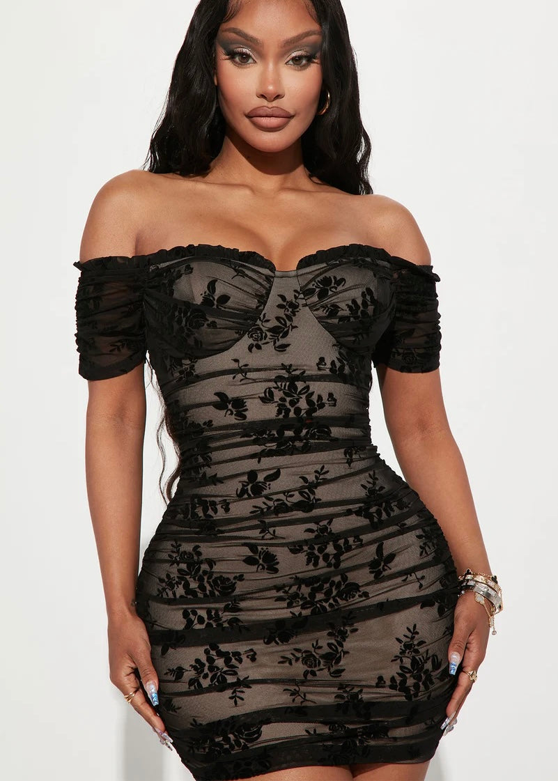 How She Like It Ruched Floral Mini Dress