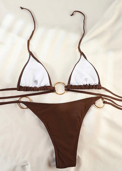 Sea Salt Ring Detail Chocolate Bikini