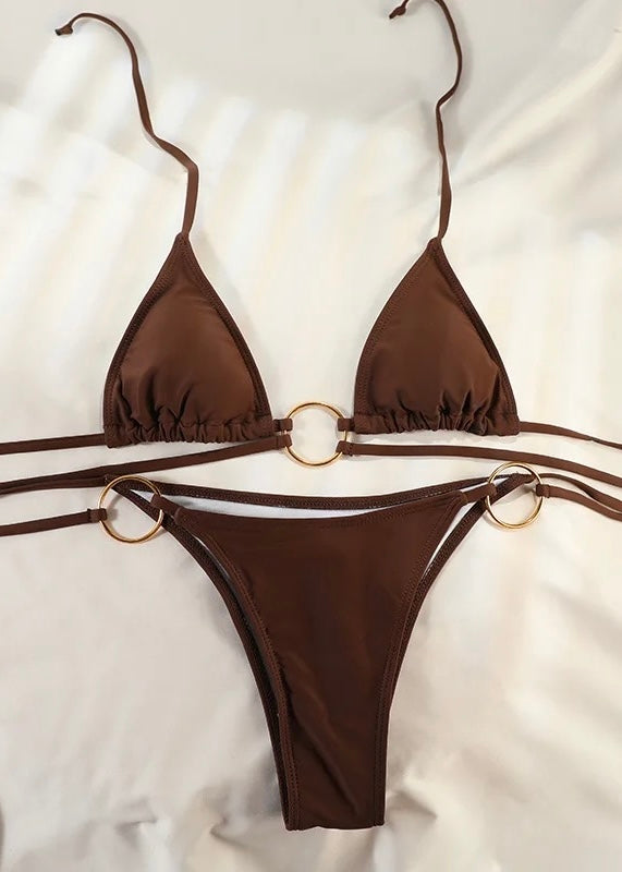 Sea Salt Ring Detail Chocolate Bikini