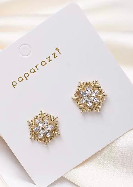 “Gold Christmas” Snowflake Studs