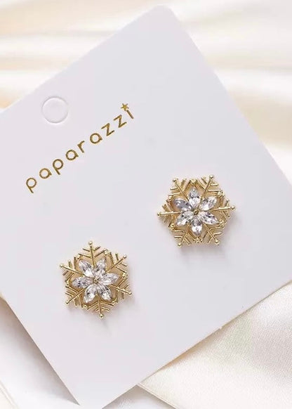 “Gold Christmas” Snowflake Studs