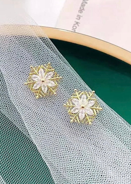 “Gold Christmas” Snowflake Studs