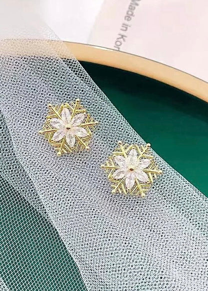 “Gold Christmas” Snowflake Studs