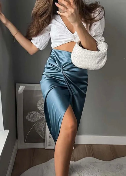 Jennifer Satin Midi Skirt