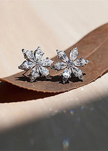 Load image into Gallery viewer, Silver Rhinestone Snowflake Studs
