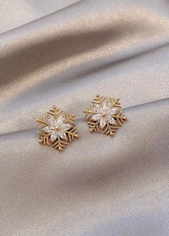 “Gold Christmas” Snowflake Studs