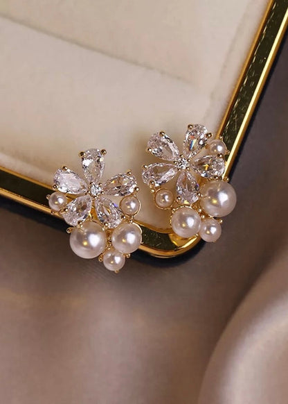 Pearl Detail Flower Studs