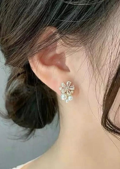 Pearl Detail Flower Studs