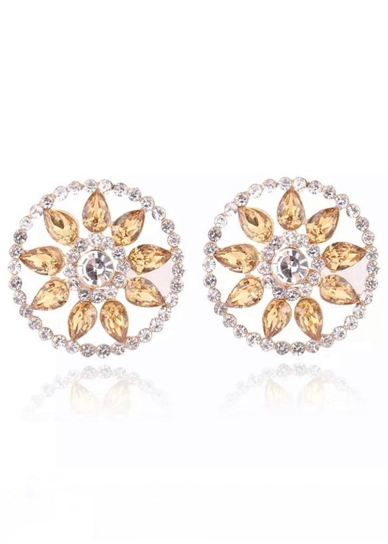 Champagne Floral Gem Studs - The Style Guide TT