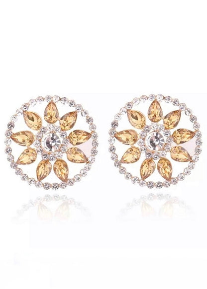 Champagne Floral Gem Studs - The Style Guide TT