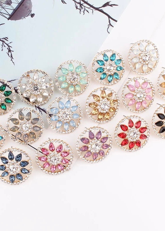 Champagne Floral Gem Studs - The Style Guide TT