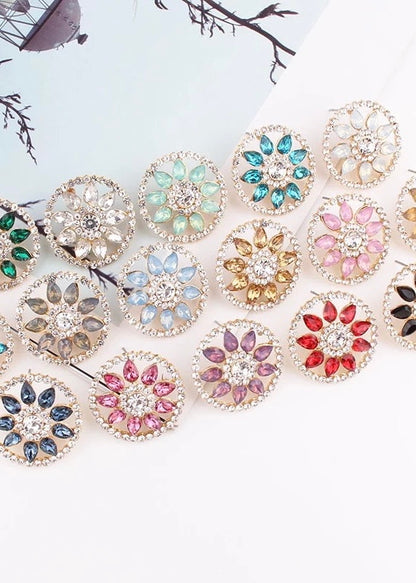 Champagne Floral Gem Studs - The Style Guide TT