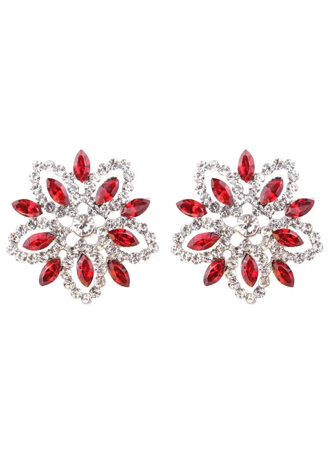 Red Floral Gem Studs - The Style Guide TT